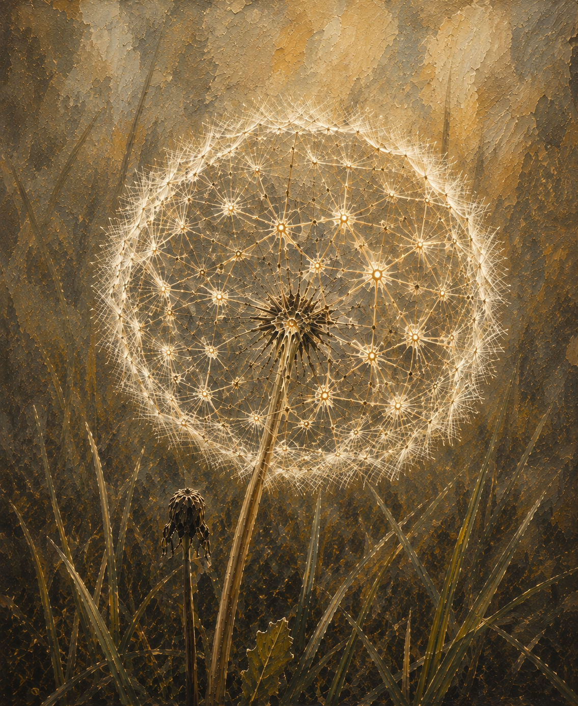 A dandelion-like sphere transformed into a luminous network